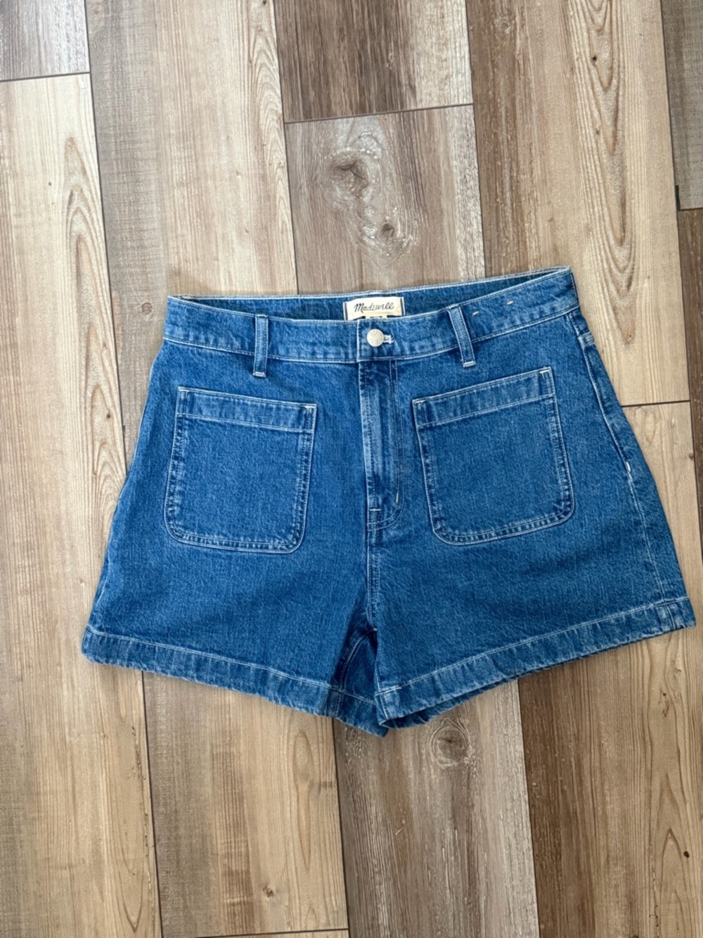 Madewell Blue High-Rise Sailor Short Denim Shorts